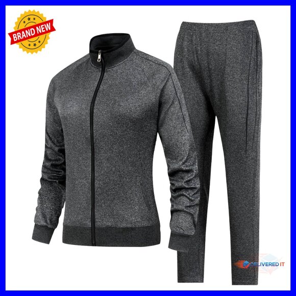 Pants - Full-Zip Athletic Tracksuit Set with Jacket & Joggers, Workout Wear